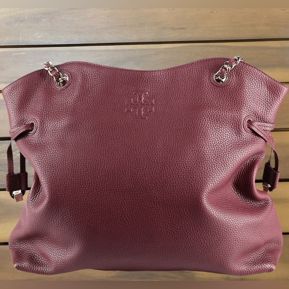 Tory Burch Deep Red/burgundy Leather Shoulder Bag with FREE matching wallet